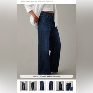 American Eagle Dreamy Drape Stretch Super High Waisted Baggy Wide Leg Jean 4 Reg